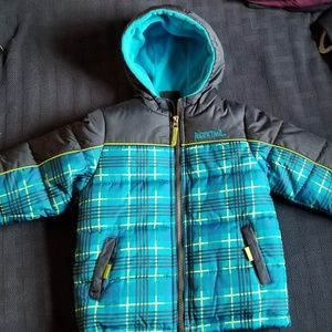Pacific Trail Puffer Jacket Boys 4T Navy and Plaid